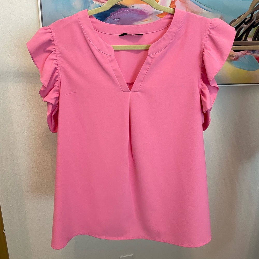 Pink Ruffled Sleeve Top Cottagecore - Picture 4 of 8